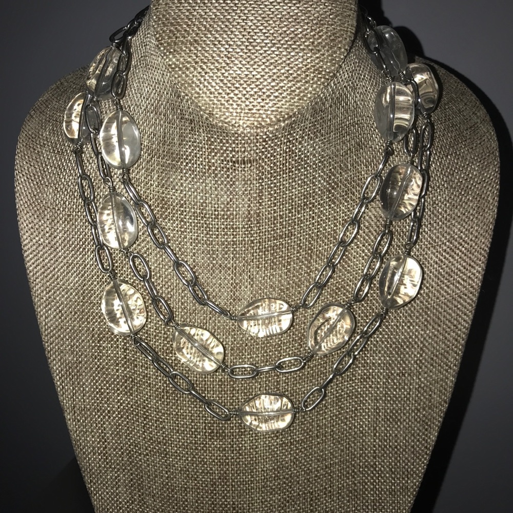 Lucite & Silver Statement Necklace